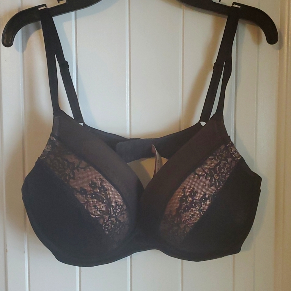 Adore Me Black Bra with Nude/Lace accent 36DD